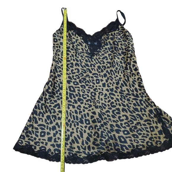 Victoria's Secret Vintage Leopard Print Silk Chemise Slip Black Lace Trim Medium - Picture 16 of 16